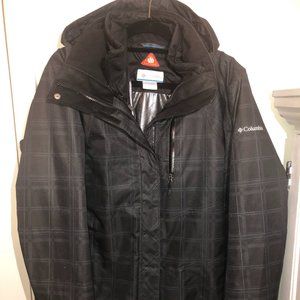 Columbia Men's Black Plaid Interchange Jacket w/ Inner Jacket Size XL